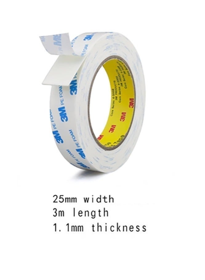 3M Double Sided Tape 2.5cm*3meter, Mounting Tape Heavy Duty, Removeable PE Foam Tape Strips, Strong Adhesive Tape Waterproof Free Damage for Paint Wall Picture Hanging Poster - Image 2